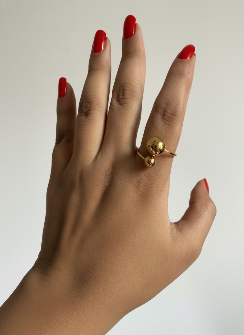 Two Ball Open Cuff Ring