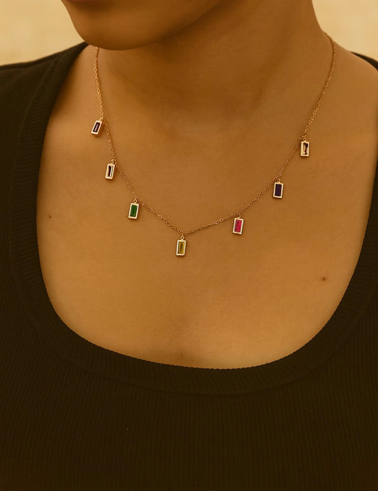 Rose Gold Aurora Gemstone Necklace – Anti-Tarnish