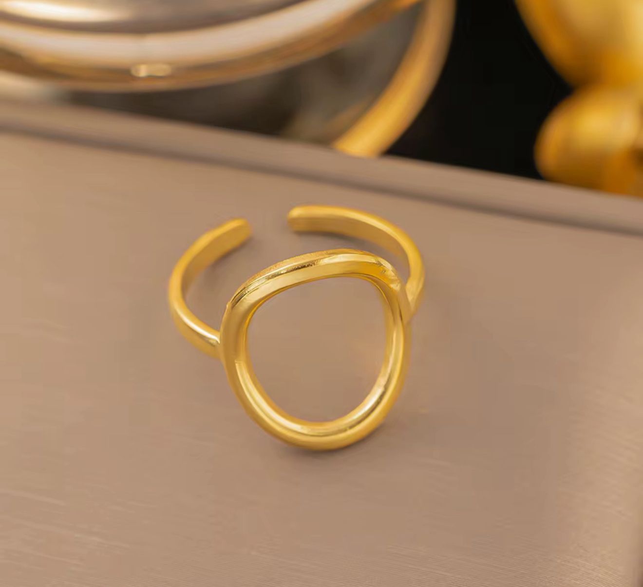 Gold Open Circle Cuff Ring