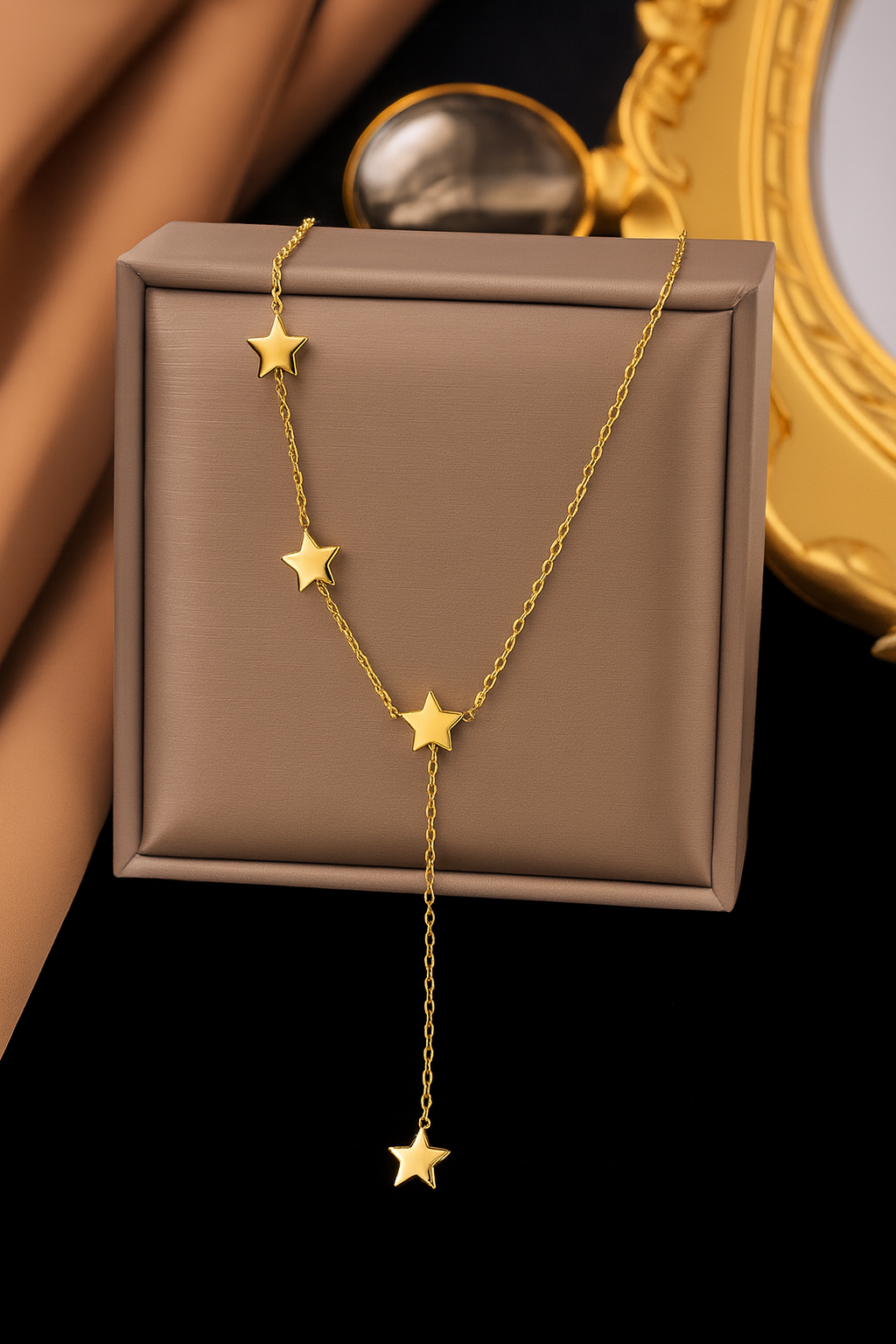 Gold Star Lariat(Y-Style) Necklace Stainless Steel 18K Gold