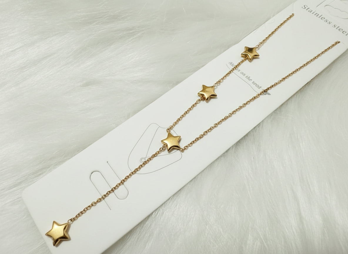 Gold Star Lariat(Y-Style) Necklace Stainless Steel 18K Gold