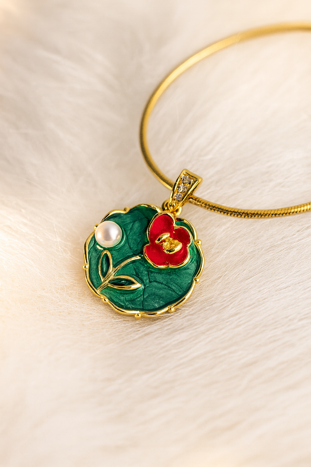 Vintage-Inspired Floral Enamel Pendant