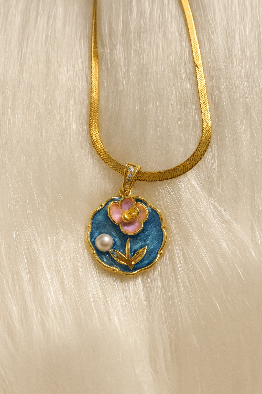 Vintage-Inspired Floral Enamel Pendant