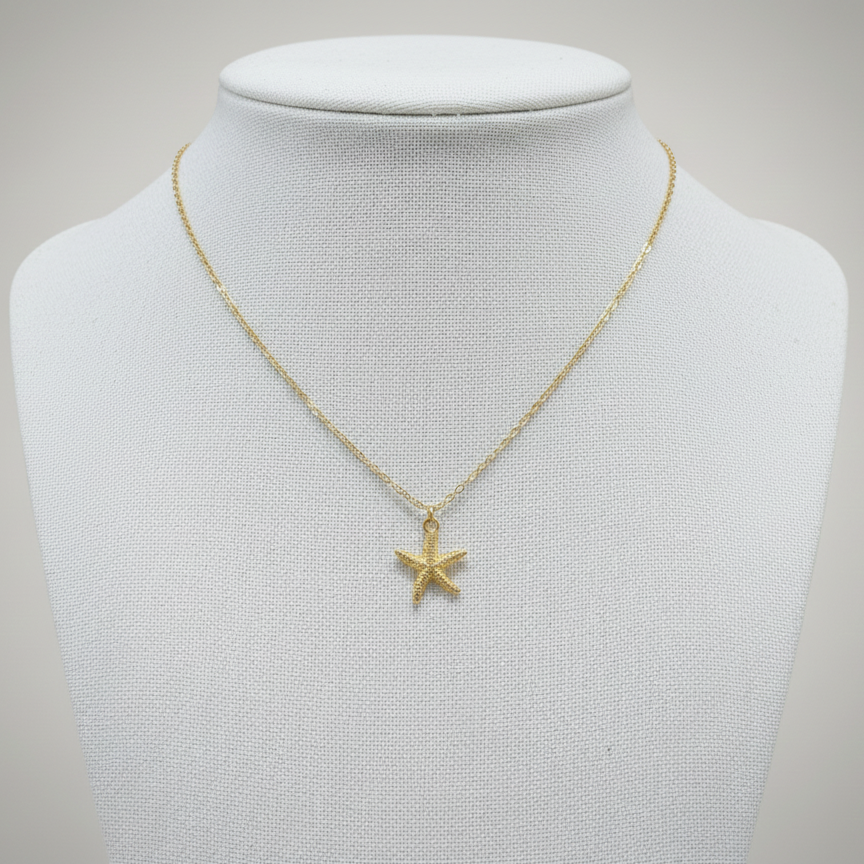 Stainless Steel 18k gold shell starfish necklace