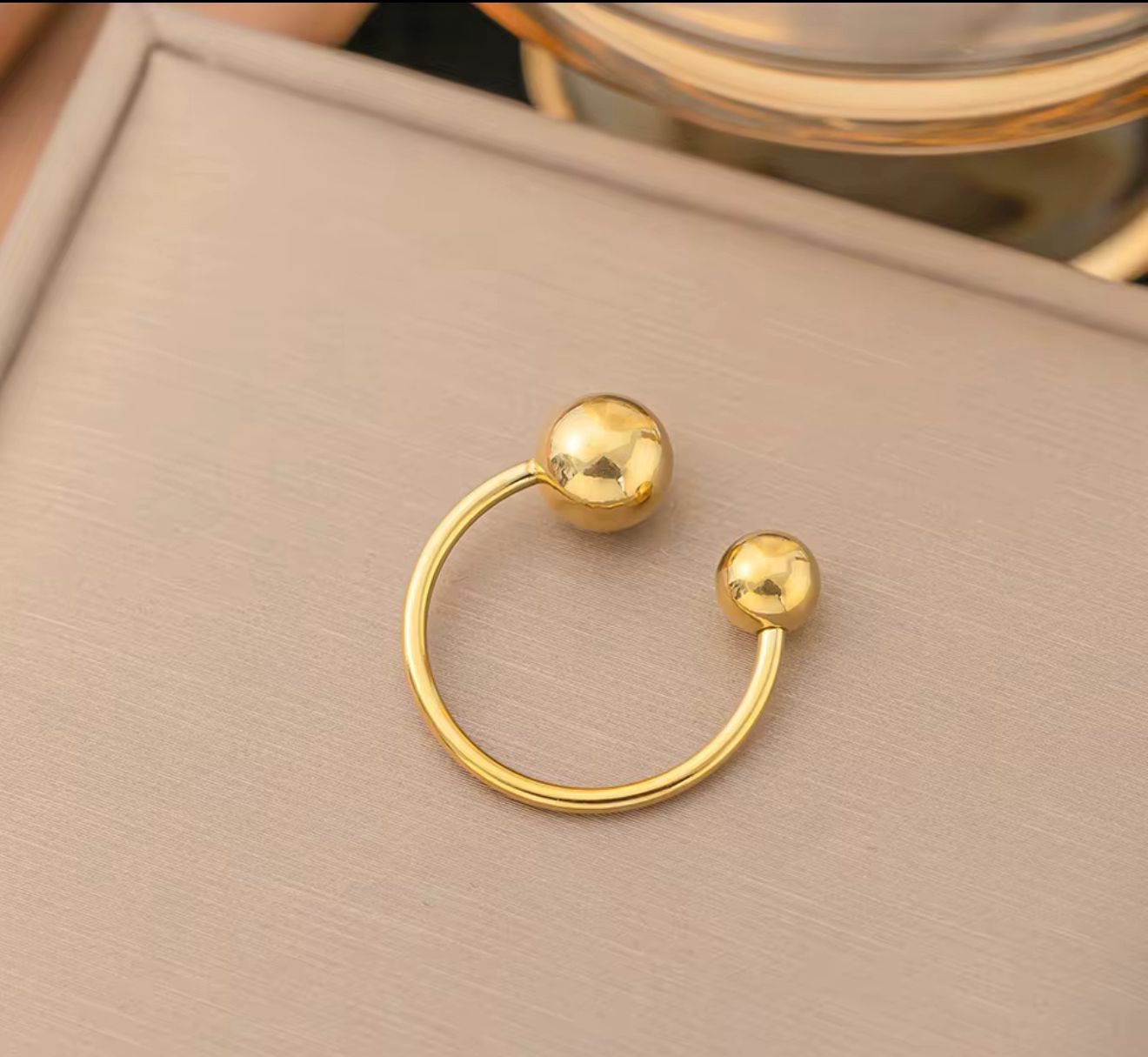 Two Ball Open Cuff Ring